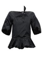 Matchesfashion.com Molly Goddard - Clara Puff Sleeve Crepe Peplum Top - Womens - Black