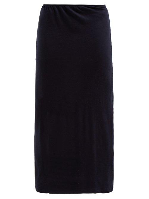 Matchesfashion.com The Row - Veica Crepe Midi Skirt - Womens - Navy