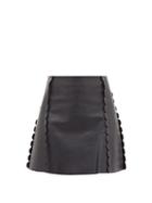 Matchesfashion.com Chlo - Scalloped-trim Leather Mini Skirt - Womens - Navy