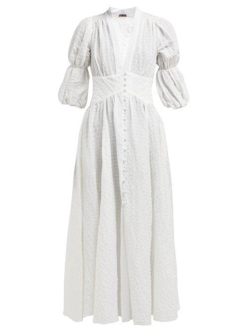 Matchesfashion.com Cult Gaia - Willow Puff Sleeve Seersucker Maxi Dress - Womens - Pearl