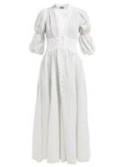 Matchesfashion.com Cult Gaia - Willow Puff Sleeve Seersucker Maxi Dress - Womens - Pearl