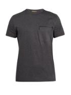 Matchesfashion.com Berluti - Crew Neck Leather Trimmed Cotton T Shirt - Mens - Grey