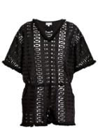 Matchesfashion.com Biondi - Ayara Embroidered Cotton Playsuit - Womens - Black