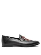 Matchesfashion.com Gucci - Brixton Snake Appliqu Leather Loafers - Mens - Black Multi