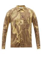 Sfr - Sense Embroidered Poplin Shirt - Mens - Brown Multi
