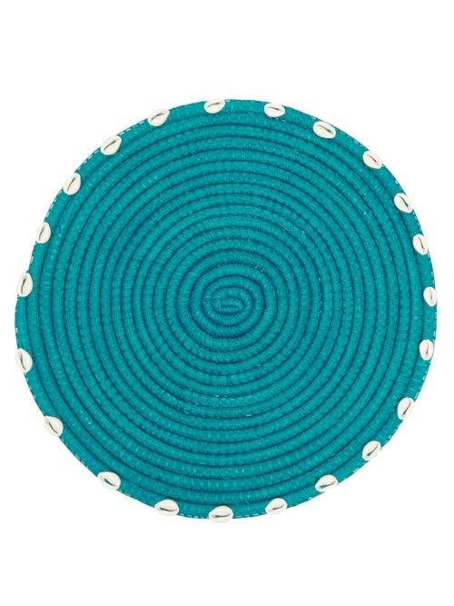 Matchesfashion.com Sensi Studio - Set Of Two Shell-embellished Straw Placemats - Womens - Blue