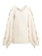 Matchesfashion.com Stella Mccartney - Oversized Scallop Edged Cotton Blend Sweater - Womens - Ivory