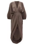 Matchesfashion.com Thea - The Danae Tie-waist Silk-georgette Wrap Dress - Womens - Grey