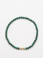 Luis Morais - Diamond, 14kt Gold & Malachite Beaded Bracelet - Mens - Dark Green