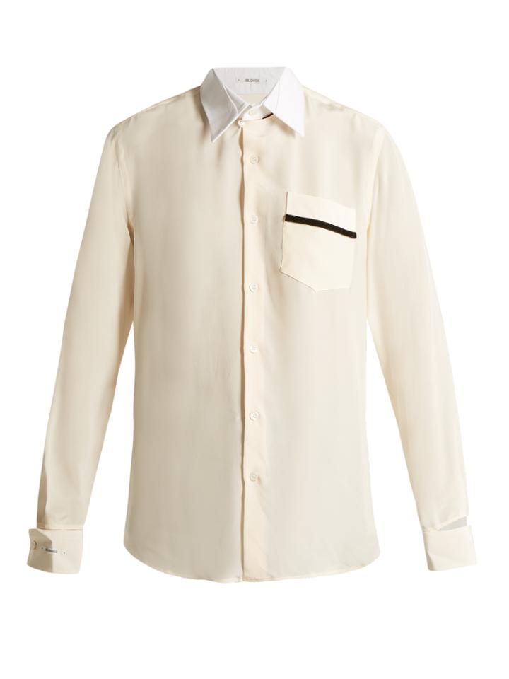 Blouse Kp Point-collar Silk-crepe Shirt