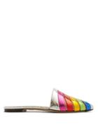 Matchesfashion.com Charlotte Olympia - Rainbow Snakeskin Effect Leather Backless Loafers - Womens - Silver Multi