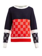 Matchesfashion.com Gucci - Gg Jacquard Wool Sweater - Womens - Navy Multi