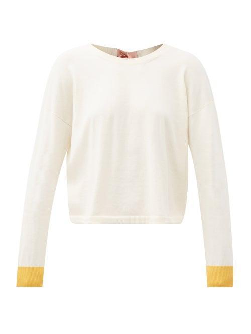 Matchesfashion.com Marni - Tie-back Cotton-blend Sweater - Womens - Ivory