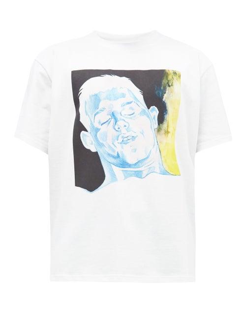 Matchesfashion.com Jw Anderson - Face-print Cotton-jersey T-shirt - Mens - White