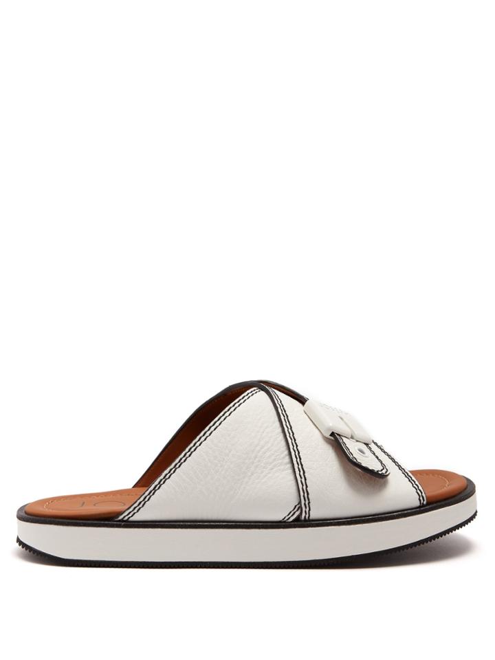 Joseph Crossover Buckle-detailed Leather Flatform Slides