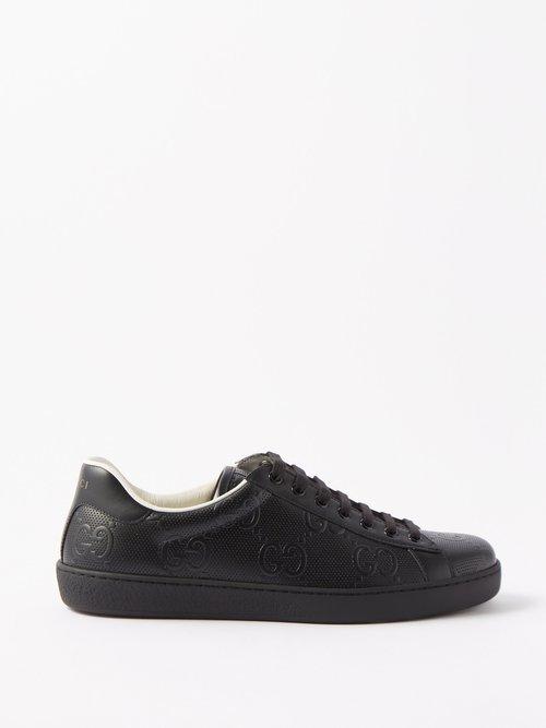 Gucci - Ace Perforated-leather Trainers - Mens - Black