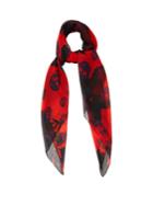 Alexander Mcqueen Exploded Rose And Skull-print Silk Scarf