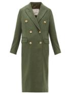 Matchesfashion.com Giuliva Heritage Collection - The Cindy Merino Wool Twill Double Breasted Coat - Womens - Dark Green
