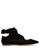 The Row Elodie Wraparound Velvet Flats