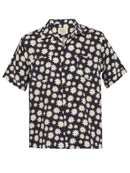 Matchesfashion.com Holiday Boileau - Floral Printed Poplin Shirt - Mens - Navy