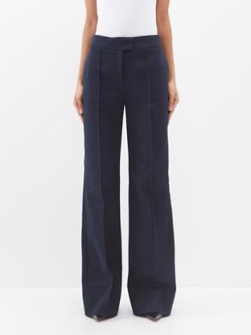 Sa Su Phi - High-rise Cotton-gabardine Straight-leg Trousers - Womens - Navy