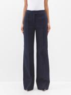 Sa Su Phi - High-rise Cotton-gabardine Straight-leg Trousers - Womens - Navy