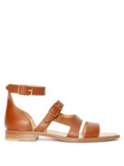 Matchesfashion.com Fendi - Square-toe Buckled Leather Sandals - Mens - Brown