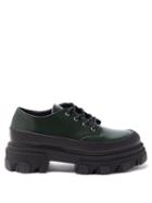 Matchesfashion.com Ganni - Lace-up Patent-leather Platform Shoes - Womens - Dark Green