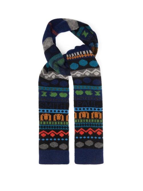 Matchesfashion.com Paul Smith - Homer Fair-isle Jacquard Scarf - Mens - Black Multi