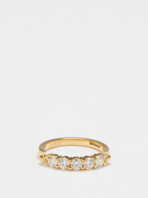 Melissa Kaye - Lenox Diamond & 18kt Gold Pinky Ring - Womens - Gold Multi