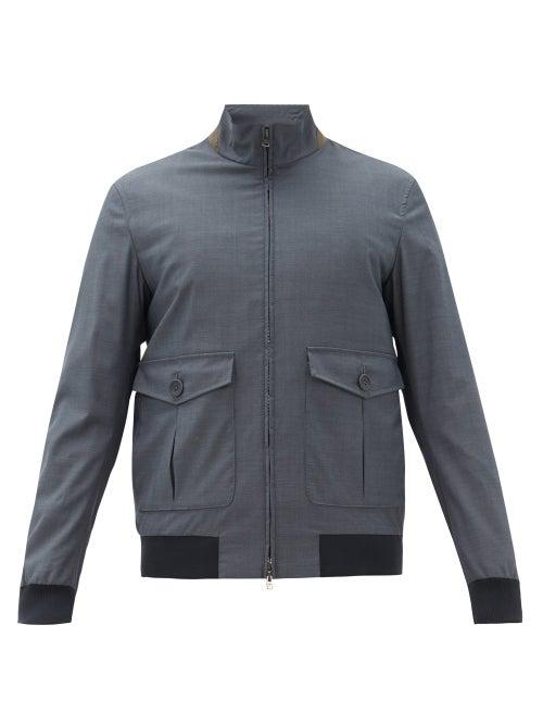 Matchesfashion.com Herno - X Loro Piana Stand-collar Technical Canvas Jacket - Mens - Dark Blue