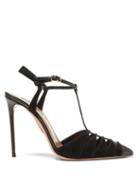 Matchesfashion.com Aquazzura - Panthere 105 Suede And Leather Pumps - Womens - Black