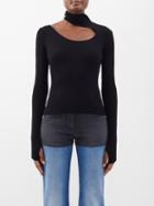 Petar Petrov - Fitz Cutout Ribbed-silk Top - Womens - Black