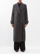 Chlo - Double-breasted Wool-blend Tweed Coat - Womens - Charcoal