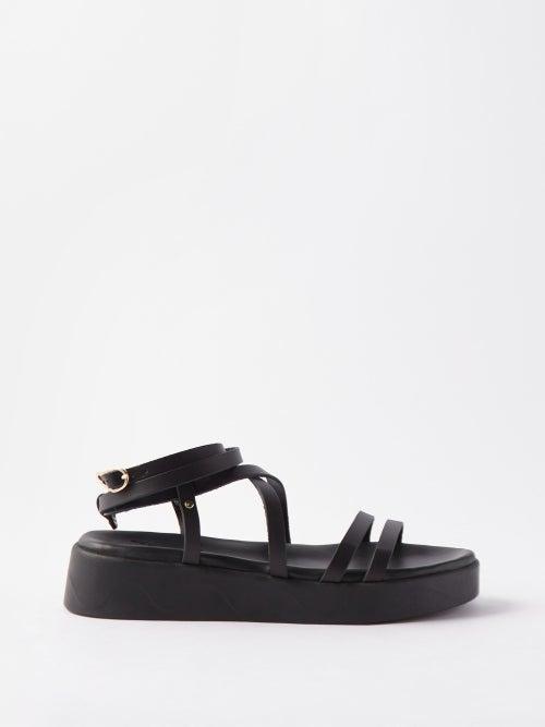 Ancient Greek Sandals - Aristea Wraparound-strap Flatform Sandals - Womens - Black
