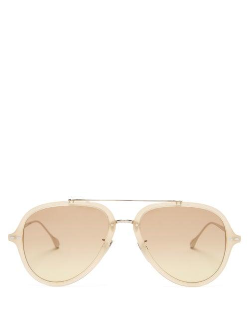 Matchesfashion.com Isabel Marant Eyewear - Windsor Aviator Acetate Sunglasses - Womens - Light Yellow