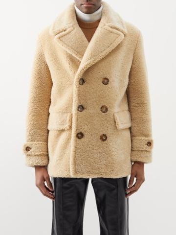 Burberry - Double-breasted Shearling Peacoat - Mens - Natural