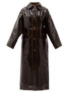 Matchesfashion.com Kassl Editions - Vinyl-coated Wool Longline Coat - Womens - Dark Brown