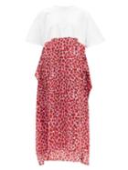 Matchesfashion.com Raey - Lipstick Print Cotton And Silk T Shirt Dress - Womens - Pink Print
