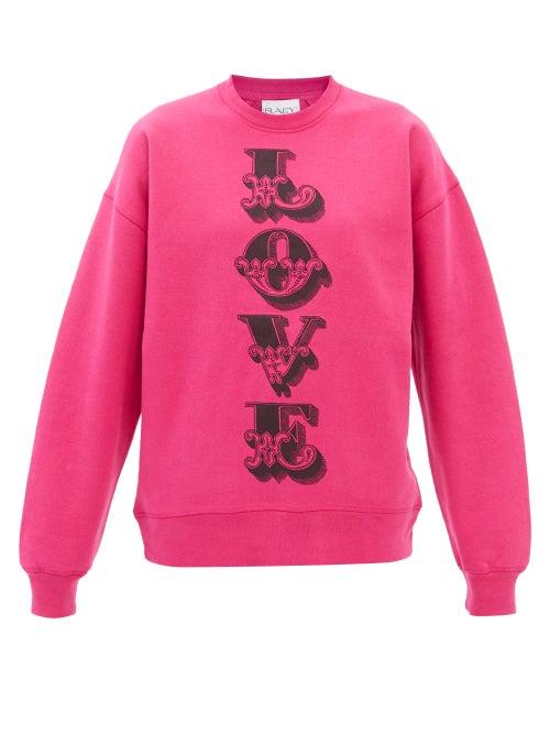 Raey - Love-print Recycled Cotton-blend Sweatshirt - Womens - Pink Print