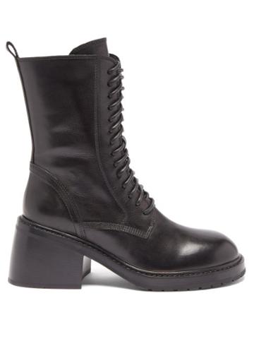 Ann Demeulemeester - Lace-up Block-heel Leather Ankle Boots - Womens - Black