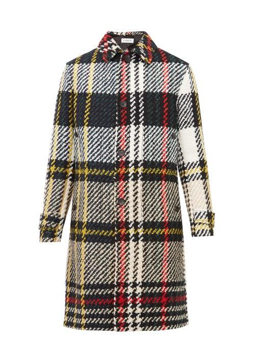 Matchesfashion.com Lanvin - Loden Checked Wool Blend Coat - Mens - Black