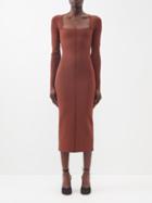 Victoria Beckham - Vb Body Square-neckline Jersey Midi Dress - Womens - Brown