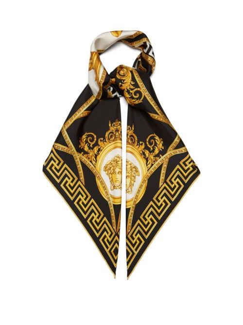 Versace - La Coupe Des Dieux-print Silk Scarf - Womens - Black Yellow