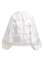 Matchesfashion.com Dolce & Gabbana - Lace And Cotton Blend Poplin Blouse - Womens - White