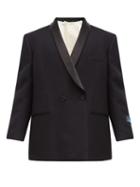 Matchesfashion.com Raf Simons - Double-breasted Satin-lapel Wool Smoking Jacket - Mens - Navy