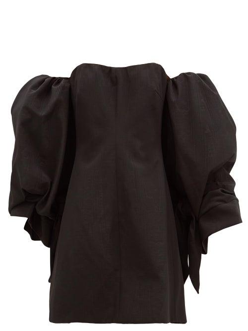 Matchesfashion.com Ellery - Smoky Detachable-sleeve Cotton-blend Mini Dress - Womens - Black