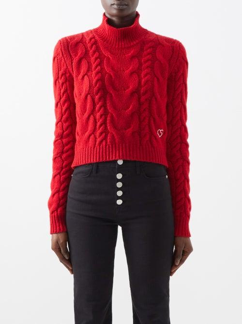 Frame - X Claudia Schiffer Cable-knit Wool Sweater - Womens - Red