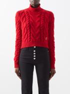 Frame - X Claudia Schiffer Cable-knit Wool Sweater - Womens - Red