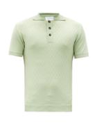 Matchesfashion.com King & Tuckfield - Diamond Garter-stitched Merino Polo Shirt - Mens - Light Green